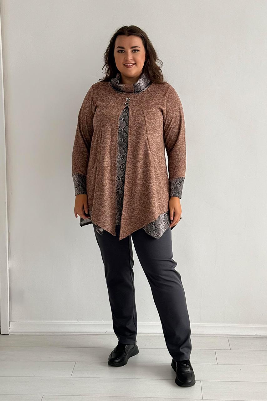 Туніка батал жіноча PANNI Дана приховує р. 64-66 Бежевий (Р2508252266) - фото 4