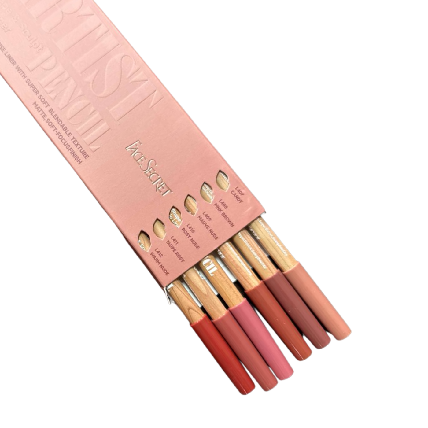 Набор карандашей для губ Face Secret Artist Pencil 6 нюдовых оттенков стойкие Коричневый