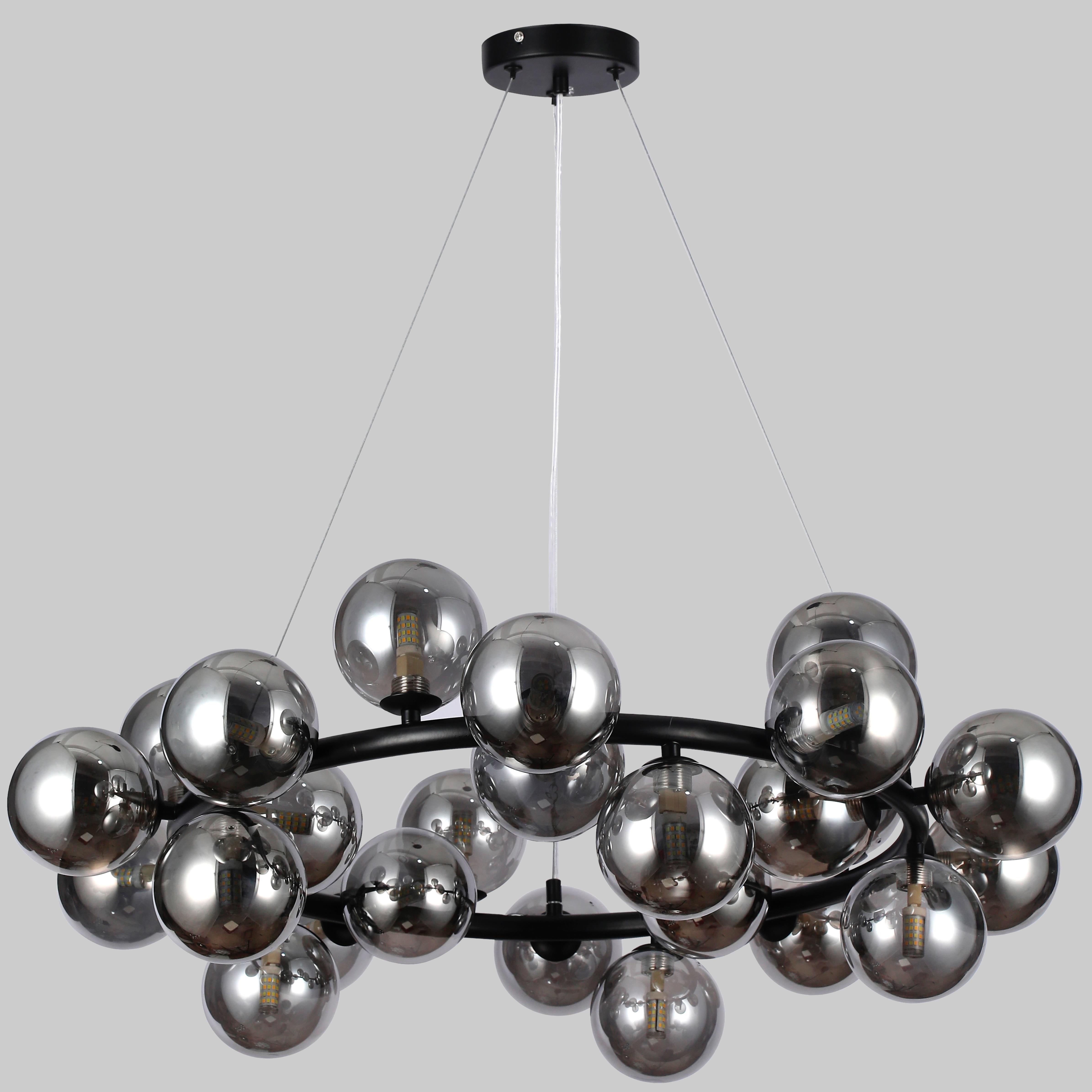 Люстра круглая на 25 ламп с графитовыми плафонами Черный (84-1019-25 BK+BK)