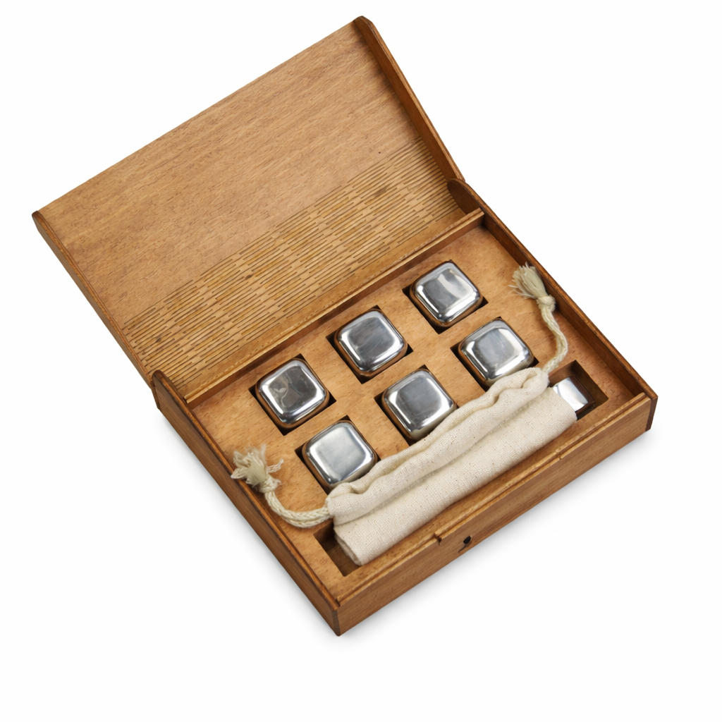 Кубики для віскі Moltis Relax Whiskey Stones Wood з металу 6 шт. Срібний (MBS - 10501) Кубики для віскі Moltis Relax Whiskey Stones Wood з металу 6 шт. Срібний (MBS - 10501)