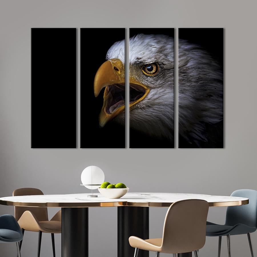Модульная картина на холсте Полиптих Орёл на чёрном фоне 89x53 см (176-41)