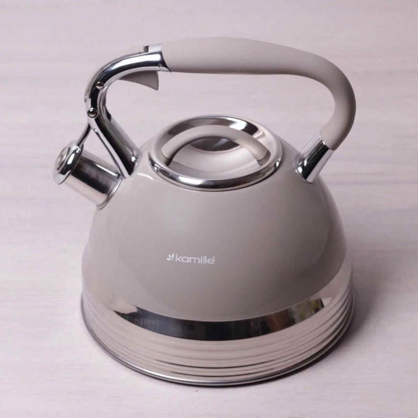 Чайник Kamille КМ-0696AN з нержавіючої сталі зі свистком 2,7 л Бежевий (1105575090) - фото 1 Чайник Kamille КМ-0696AN з нержавіючої сталі зі свистком 2,7 л Бежевий (1105575090) - фото 1