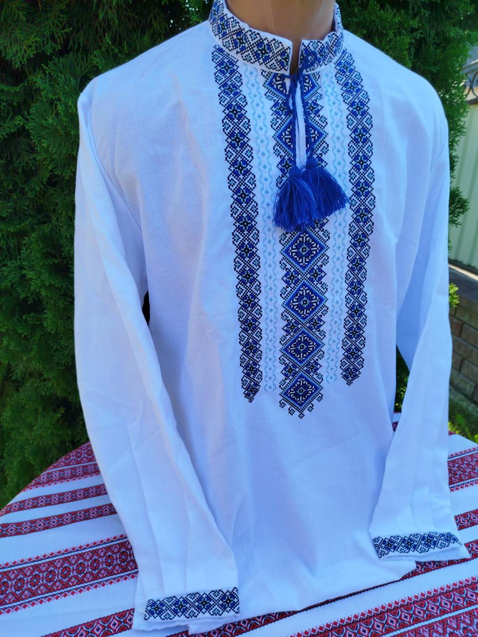 Вишиванка чоловіча Молодіжна р. 54 Білий/Синій (2659005885) - фото 2 Вишиванка чоловіча Молодіжна р. 54 Білий/Синій (2659005885) - фото 2