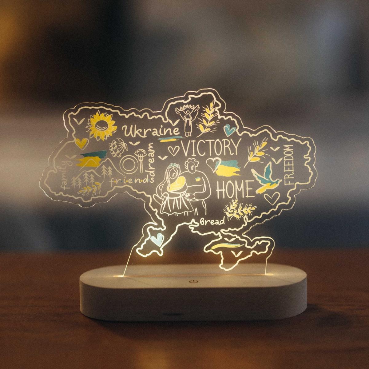 Ночник Карта "Ukraine Victory" из дерева (13485698)