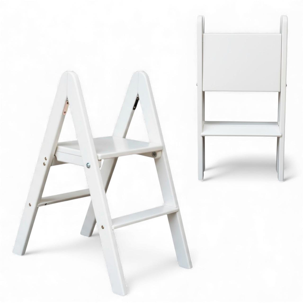 Табурет-сходи дерев'яний Студія Дерева Вільха побутовий двосторонній 2 сходинки Білий (31002857) - фото 2 Табурет-сходи дерев'яний Студія Дерева Вільха побутовий двосторонній 2 сходинки Білий (31002857) - фото 2