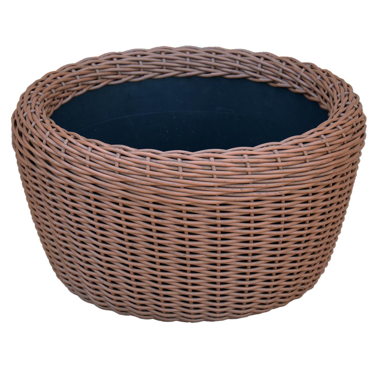 Кашпо велике для рослин та квітів з штучного ротангу/ручної роботи 45 л Молочний шоколад (12343575)