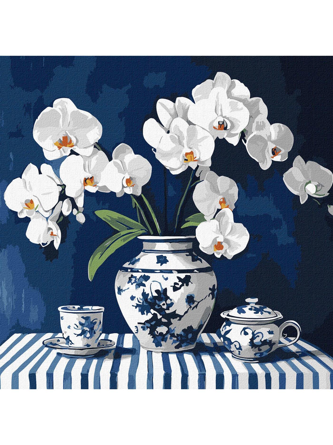 Картина за номерами Ideyka Орхідея в порцеляні 40х40 см (KHO3312)