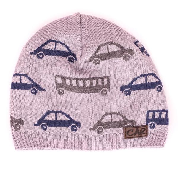 Шапка детская для мальчиков Машинки DV30 без подкладки 46-50 см Серый