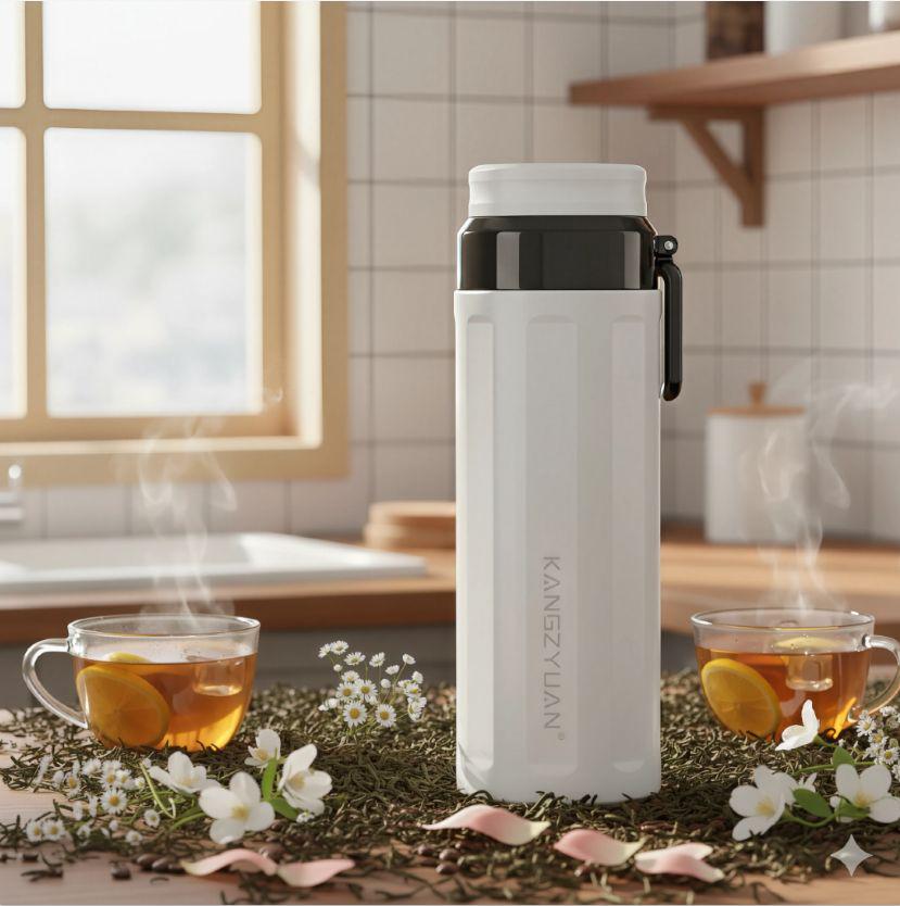 Термос фляжка з нержавіючої сталі KANGZYUAN з подвійною стінкою вакуумний 420 мл Білий (2456483128) - фото 8 Термос фляжка з нержавіючої сталі KANGZYUAN з подвійною стінкою вакуумний 420 мл Білий (2456483128) - фото 8