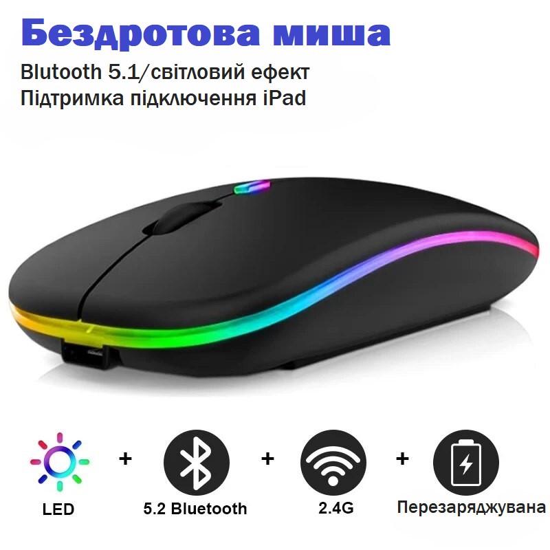 Мышка компьютерная игровая беспроводная бесшумная матовая micro USB Черный - фото 6