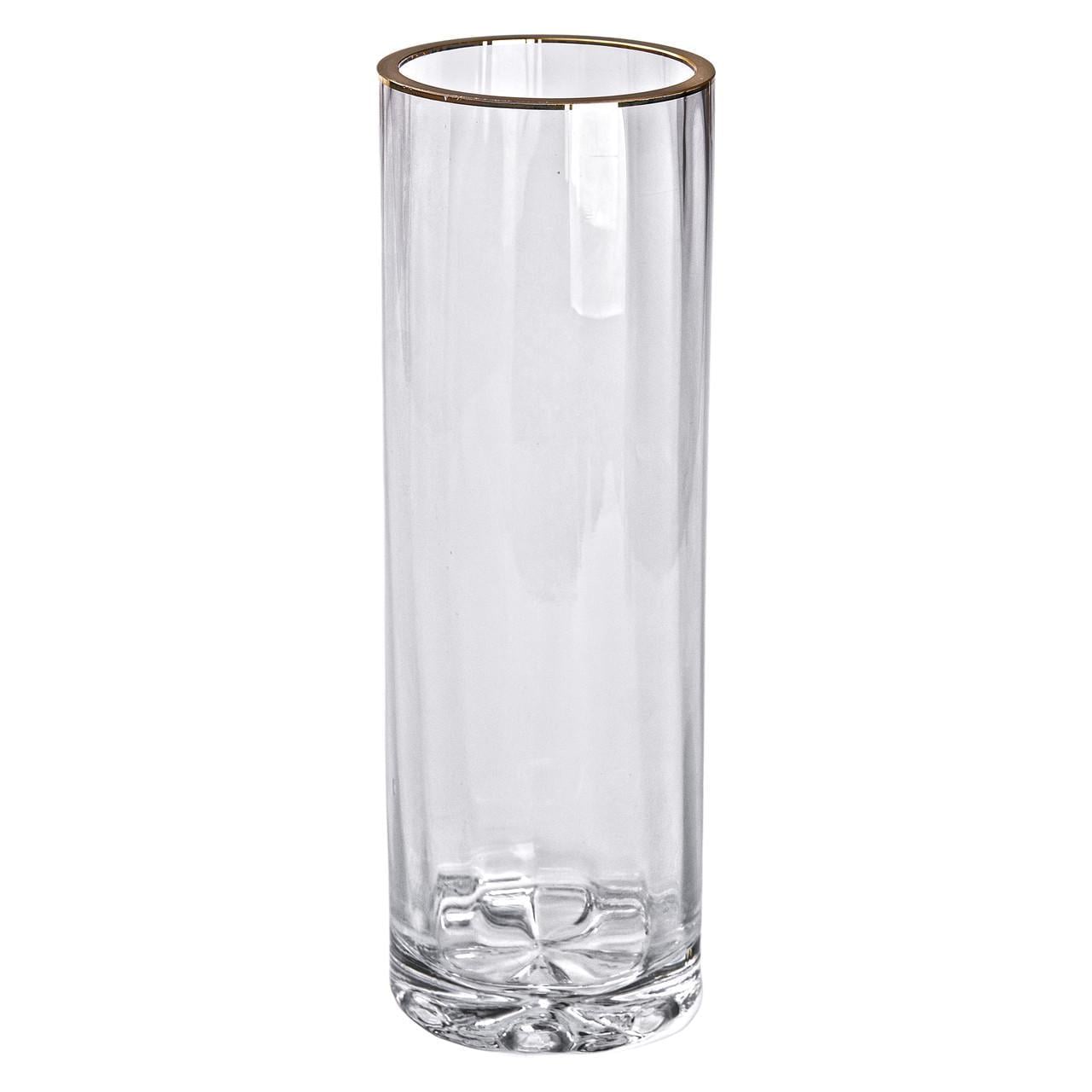 Ваза скляна для квітів із золотою окантовкою Light House 29,5 см Прозорий (LG-20202)