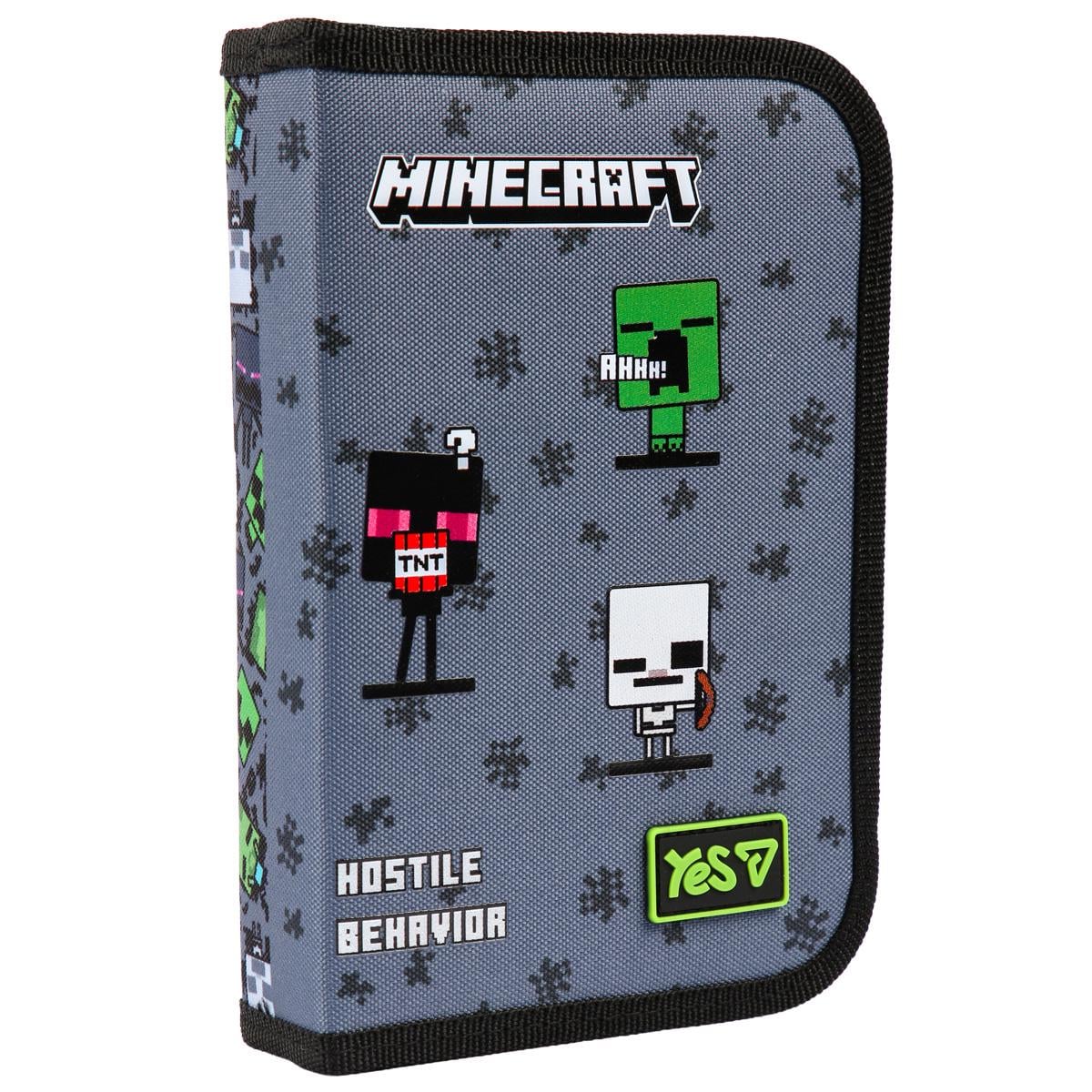 Пенал школьный YES Minecraft твердый 1 отделение Серый (533744)