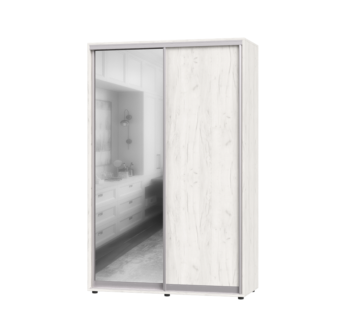 Шкаф-купе двухдверный Эверест ШК-02 140х45х220 см Дуб Крафт Белый (06714)