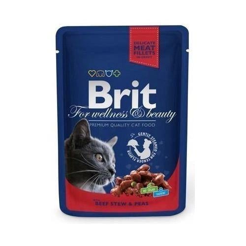 Влажный корм для котов Brit Premium Cat pouch с говядиной и горохом 100 г