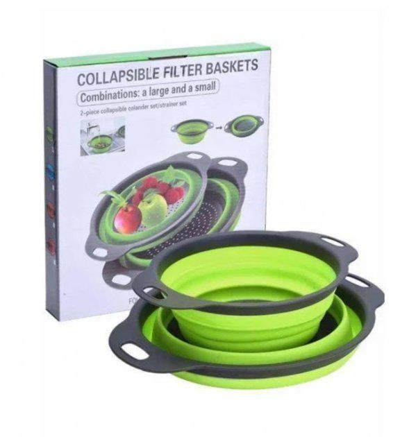 Друшляк складаний Collapsible filter baskets 2в1 силіконовий великий і маленький 2 шт. (AR003806)