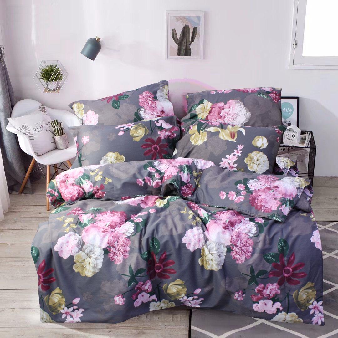 Комплект постельного белья двуспальный Еней-плюс С0208 Серый/Розовый