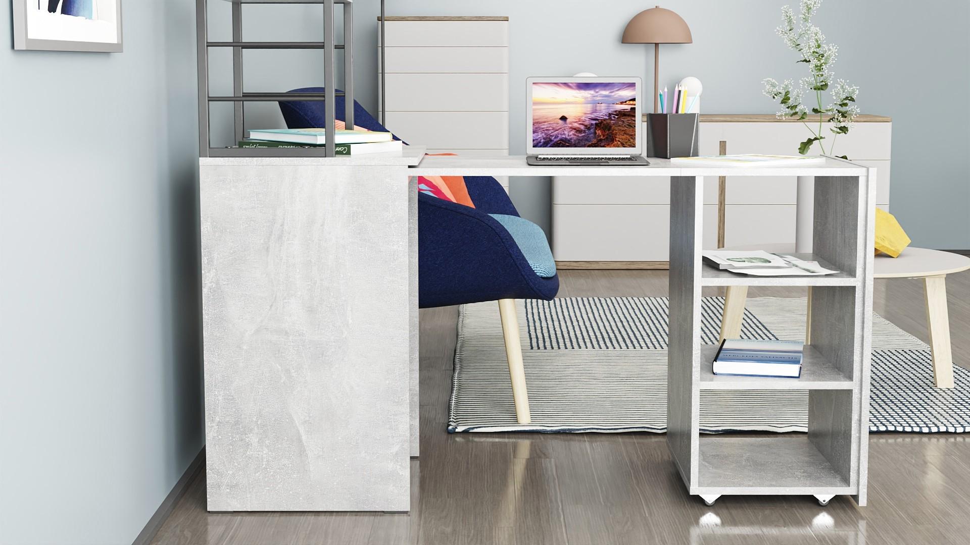 Стіл-тумба трансформер Ferrum-decor Смарт 4/1 з етажеркою метал/ДСП 16 мм 1430x1450x500 мм Чорний/Бетон (FRD-105129) - фото 9 Стіл-тумба трансформер Ferrum-decor Смарт 4/1 з етажеркою метал/ДСП 16 мм 1430x1450x500 мм Чорний/Бетон (FRD-105129) - фото 9