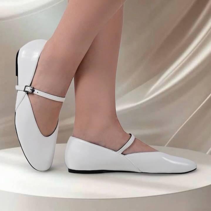 Балетки женские Meideli эко кожа плоская подошва ремешок острый носок весна лето р. 36 Белый (100392883-36)