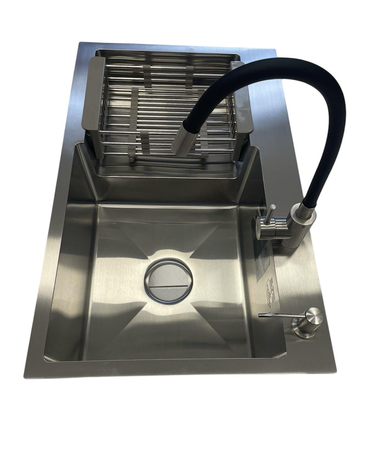 Мийка Kroner 7848RHM права та змішувач для кухні з гнучким виливом Kroner KRP-ESG035BLK