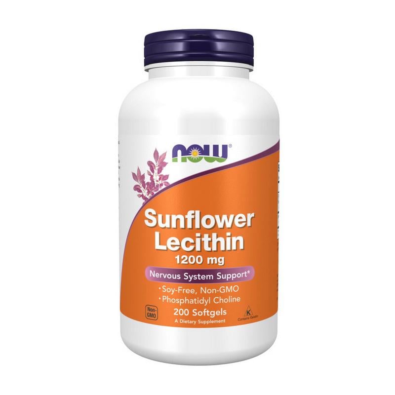 Лецитин соняшниковий без сої NOW Sunflower Lecithin 1200 mg 200 м'яких капс.