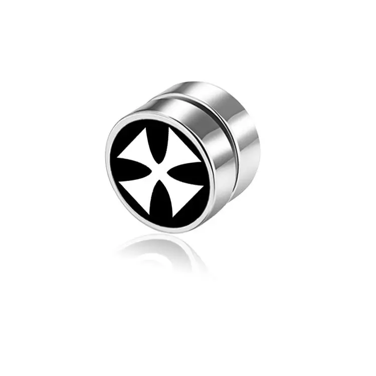 Сережка кліпс на магніті хрест тамплієрів зі сталі 1 шт. Сірий (1381045307)