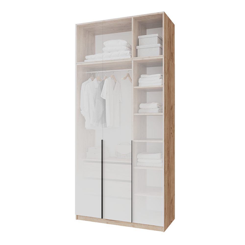 Шкаф распашной с тумбой и антресолью Меблітренд Чиназес Чита-1200.4 1200х500х2450 мм Дуб крафт золотой/Белый (27356756) - фото 3 Шкаф распашной с тумбой и антресолью Меблітренд Чиназес Чита-1200.4 1200х500х2450 мм Дуб крафт золотой/Белый (27356756) - фото 3