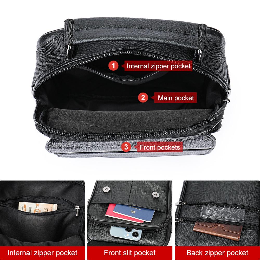 Чоловіча сумка через плече Lorian з натуральної шкіри з зовнішнім карманом на блискавці Чорний (LR 256104-black) - фото 6 Чоловіча сумка через плече Lorian з натуральної шкіри з зовнішнім карманом на блискавці Чорний (LR 256104-black) - фото 6