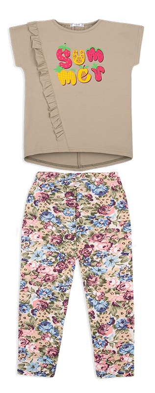 Костюм детский хлопковый летний для девочки Gabbi KS-20-16 Морской гламур 104 см Бежевый (12129)