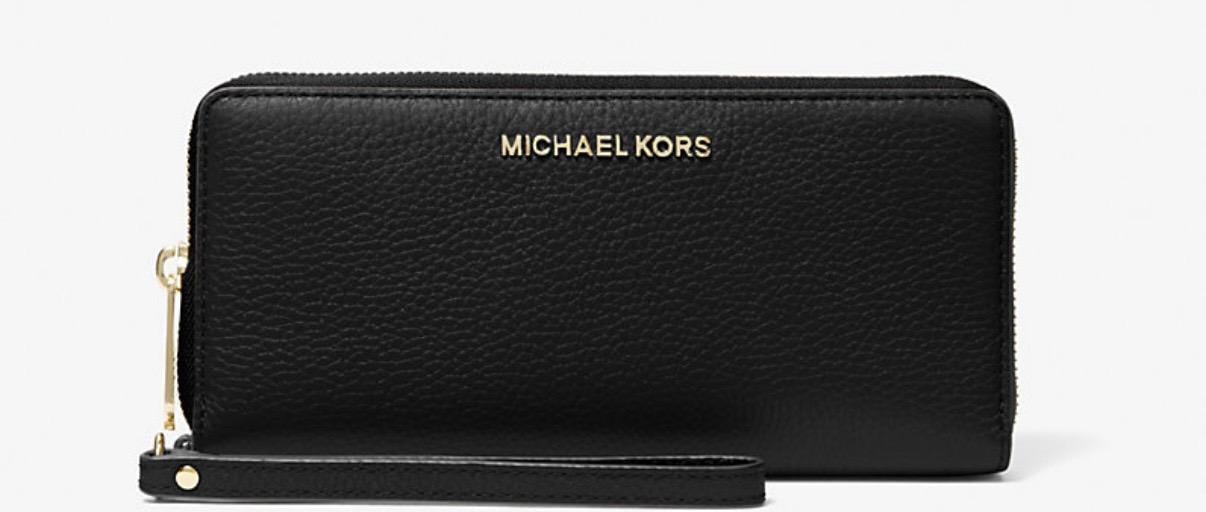 Гаманець Michael Kors Jet Set Travel Large Pebbled Leather Wristlet Black (35T7GTVE7L)
