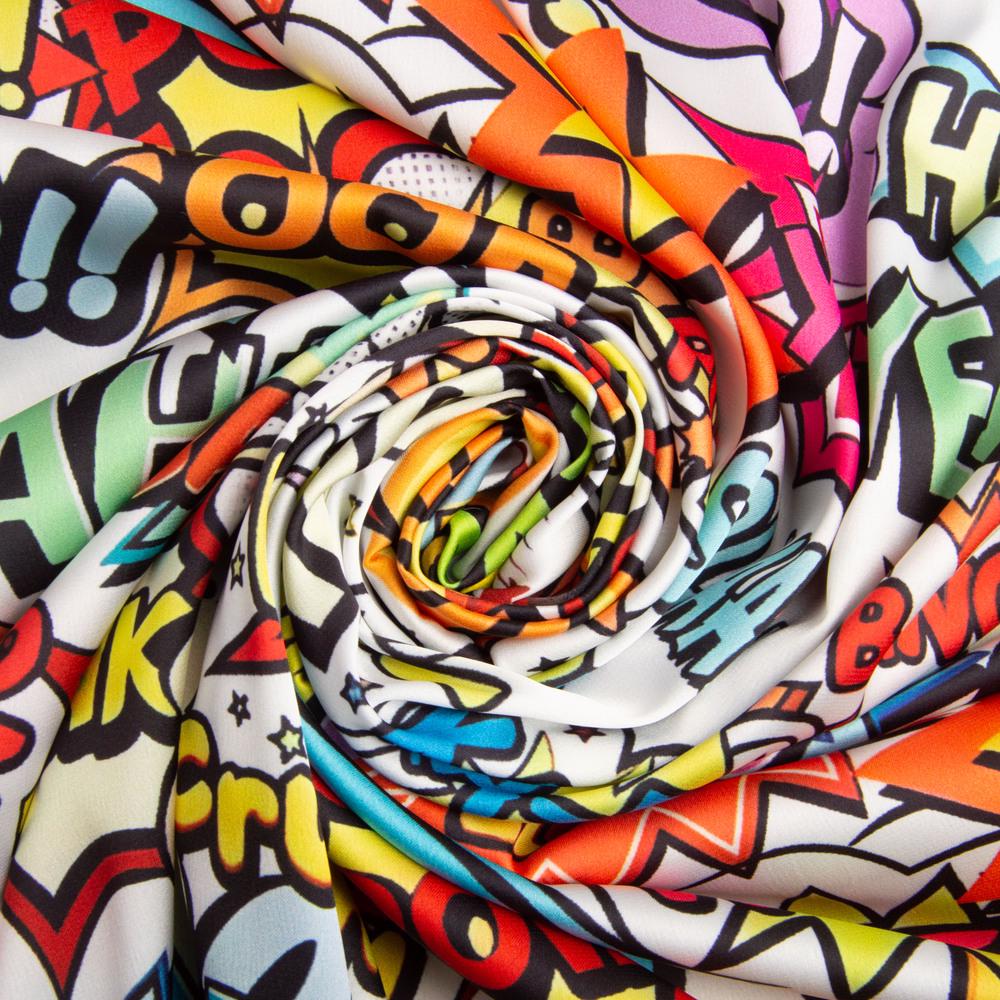 Ткань атлас с рисунком Мессенджер 90 гр/м2 145 см (26052)