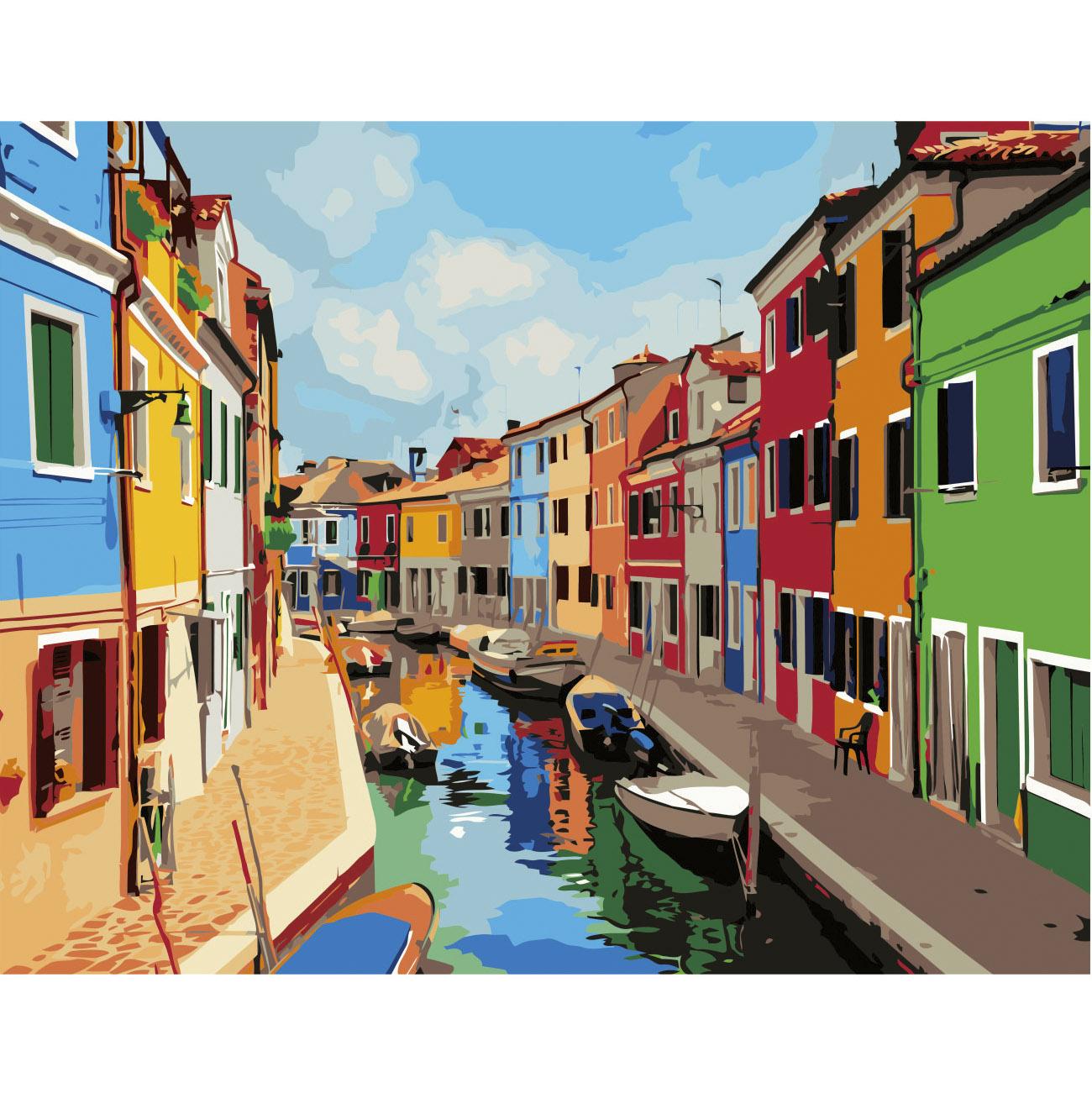 Картина по номерам Strateg Красочные домики 40x50 см (VA-2739)