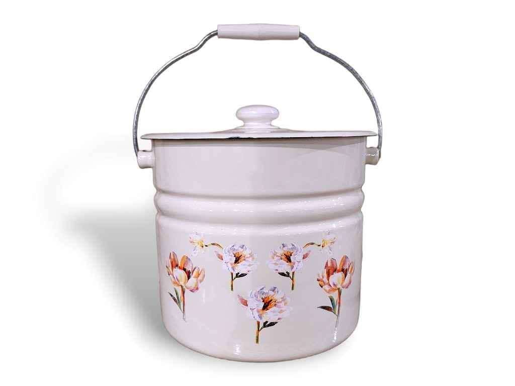 Ведро Idilia 12 л Цветочная фантазия Молочный (I1224/2)