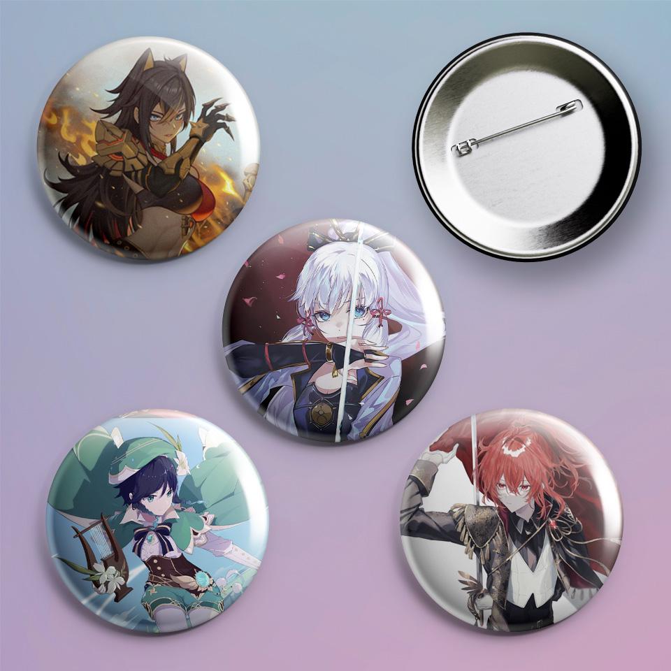 Значки на рюкзак з принтом гри Genshin Impact "10 4 шт.