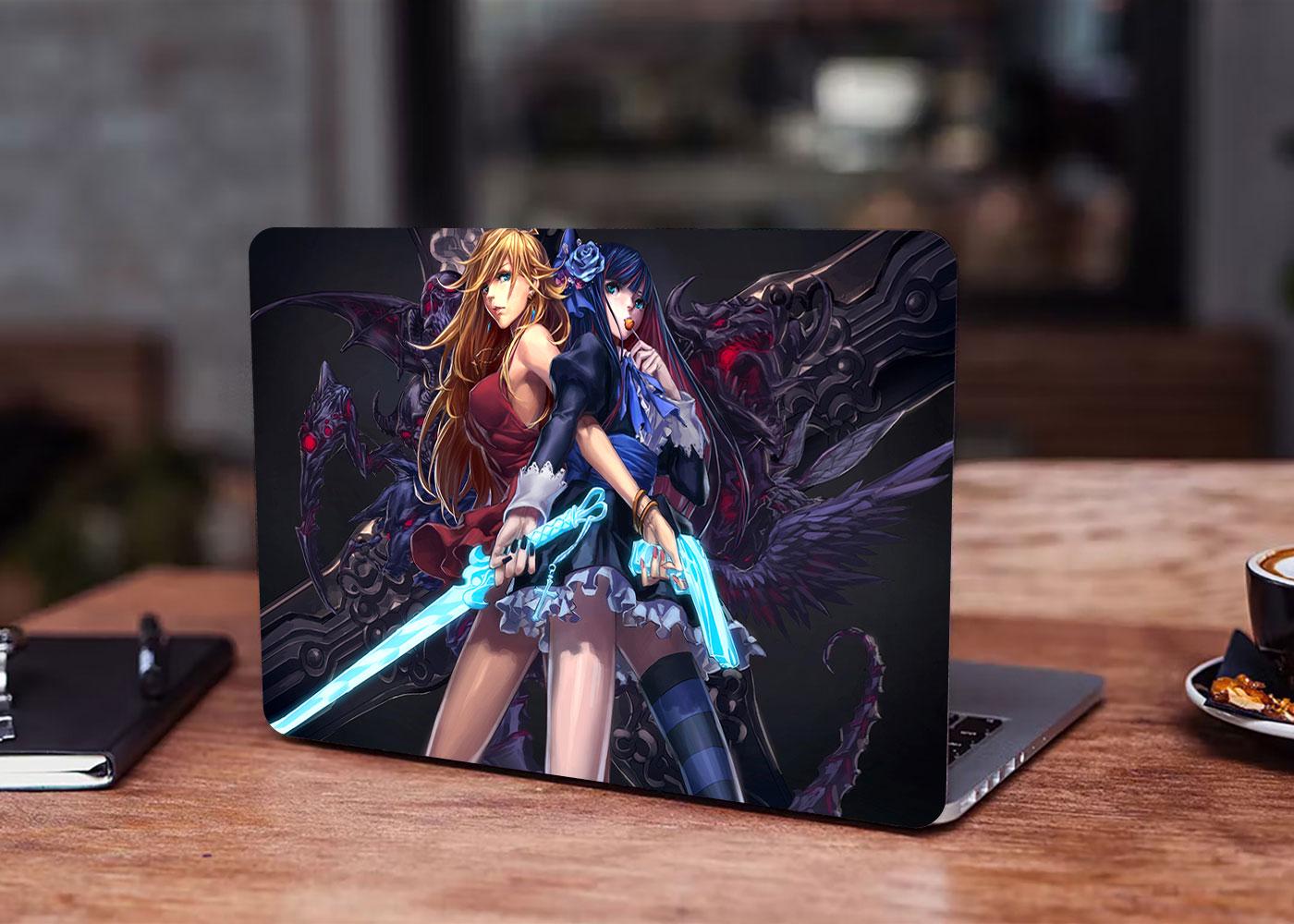 Декоративная наклейка на ноутбук 17,3" Аниме боевые девочки 400х260 мм (100411_17)