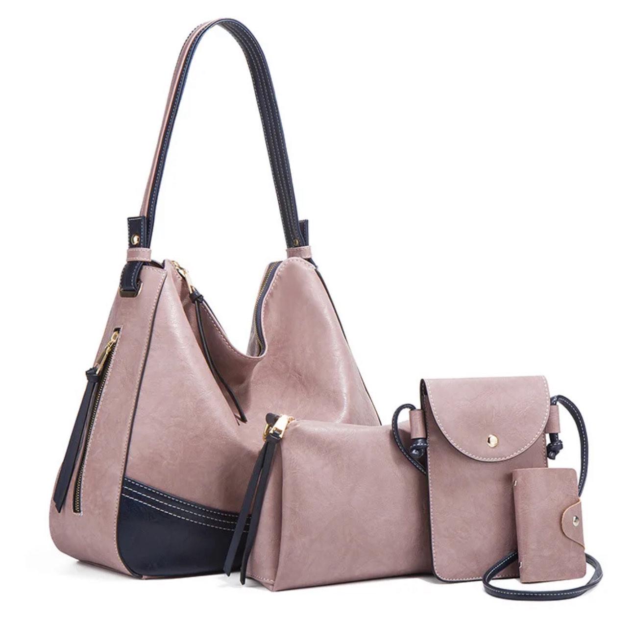 Набор женских сумок 4в1 Розовый (11491) - фото 1 Набор женских сумок 4в1 Розовый (11491) - фото 1