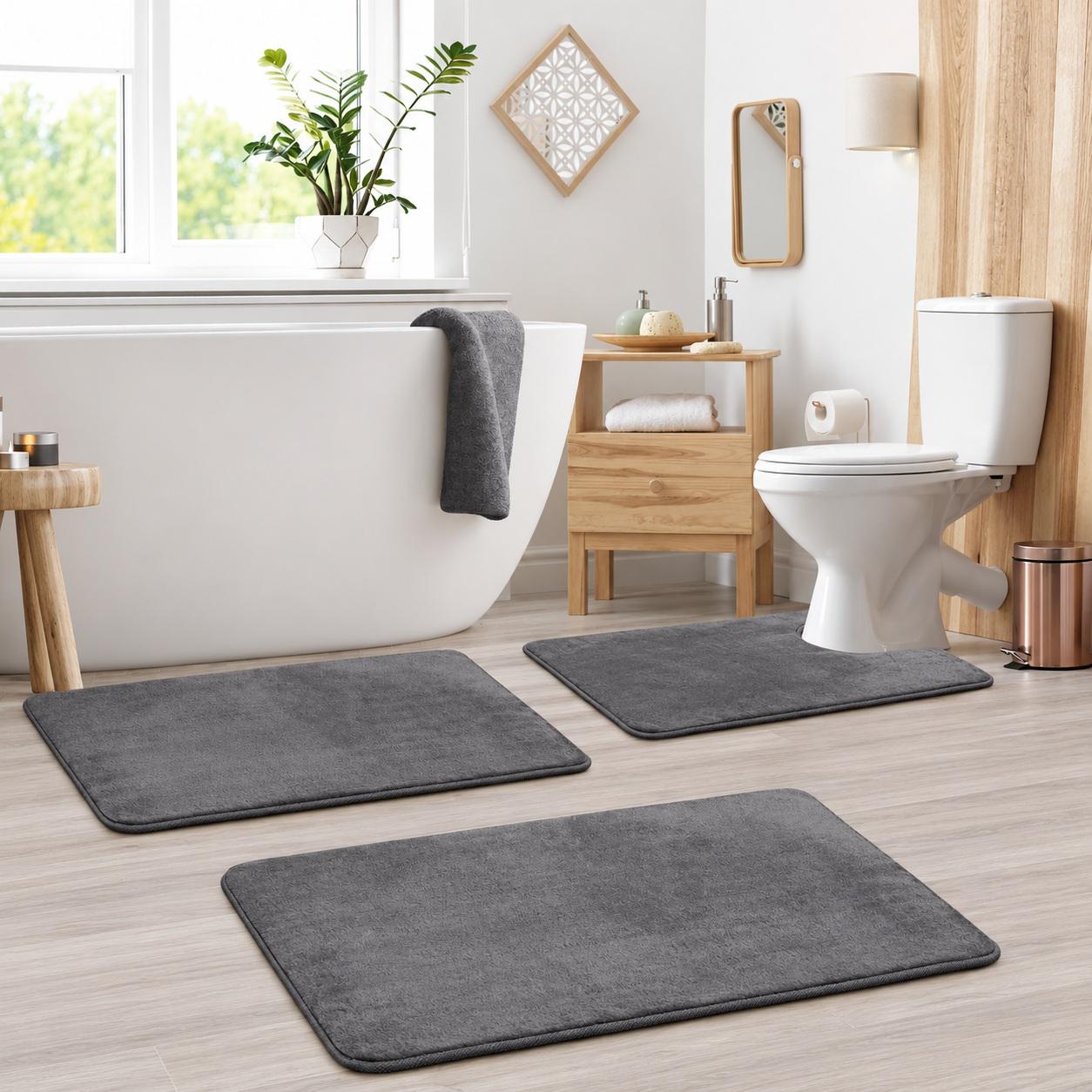 Набор ковриков для туалета и ванной Decor Comfort с эффектом памяти 3 шт. Серый (8802327)