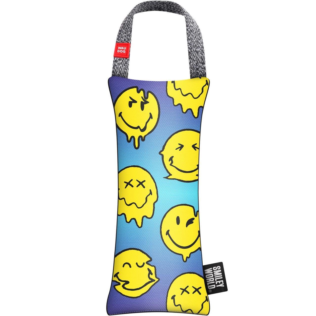 Іграшка для собак Waudog Fun з пискавкою малюнок "Смайли на блакитному" 11x26 см (631-0182)