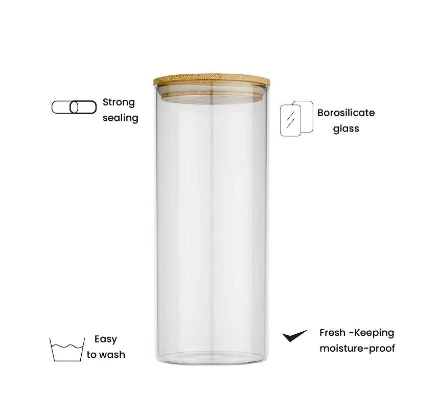 Контейнер скляний Orbita з бамбуковою кришкою 0,2 л 4,7x15 см - фото 2 Контейнер скляний Orbita з бамбуковою кришкою 0,2 л 4,7x15 см - фото 2