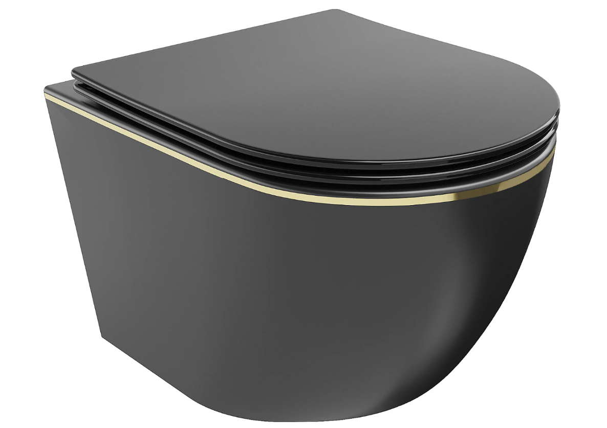 Унитаз подвесной Mexen LENA Black Matt/Gold Edge (2619547006)