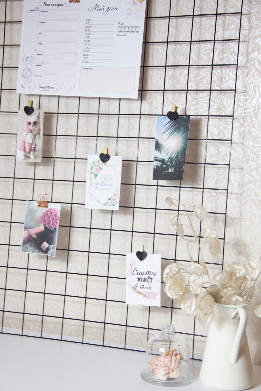 Органайзер доска настроения Мудборд Wuw сетка для заметок и фотографий 90х55 см с прищепками 12 шт. Черный (0105/2mb) - фото 4 Органайзер доска настроения Мудборд Wuw сетка для заметок и фотографий 90х55 см с прищепками 12 шт. Черный (0105/2mb) - фото 4