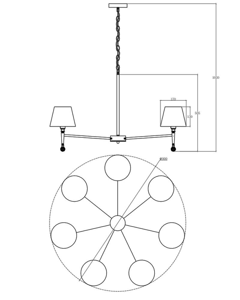 Люстра Edlin PL321168-7 Natano E14 7x12W IP20 Хром (28107561) - фото 2 Люстра Edlin PL321168-7 Natano E14 7x12W IP20 Хром (28107561) - фото 2
