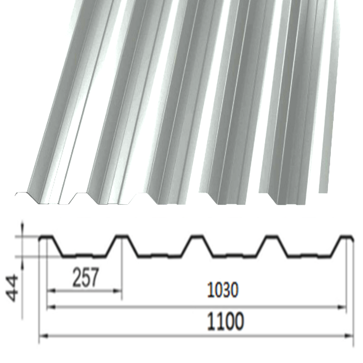 Профнастил Partner НС-44 0.45 цинк 120 г/м.кв 1100х2500 мм Ral 9006 полиэстер Серебро - фото 2 Профнастил Partner НС-44 0.45 цинк 120 г/м.кв 1100х2500 мм Ral 9006 полиэстер Серебро - фото 2