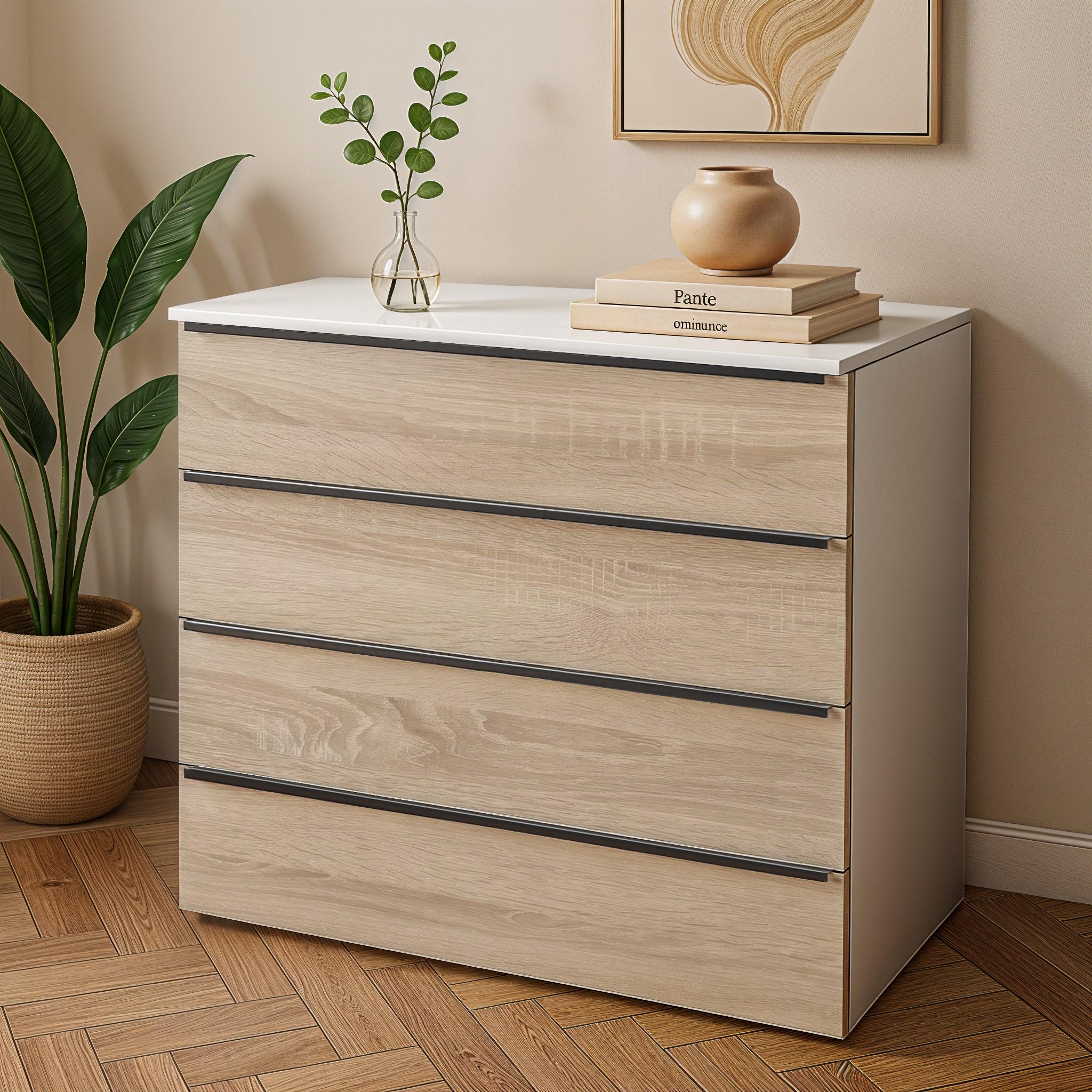 Комод на 4 шухляди FTX-4 1000х544х1014 мм Білий/Дуб Сонома - фото 1 Комод на 4 шухляди FTX-4 1000х544х1014 мм Білий/Дуб Сонома - фото 1