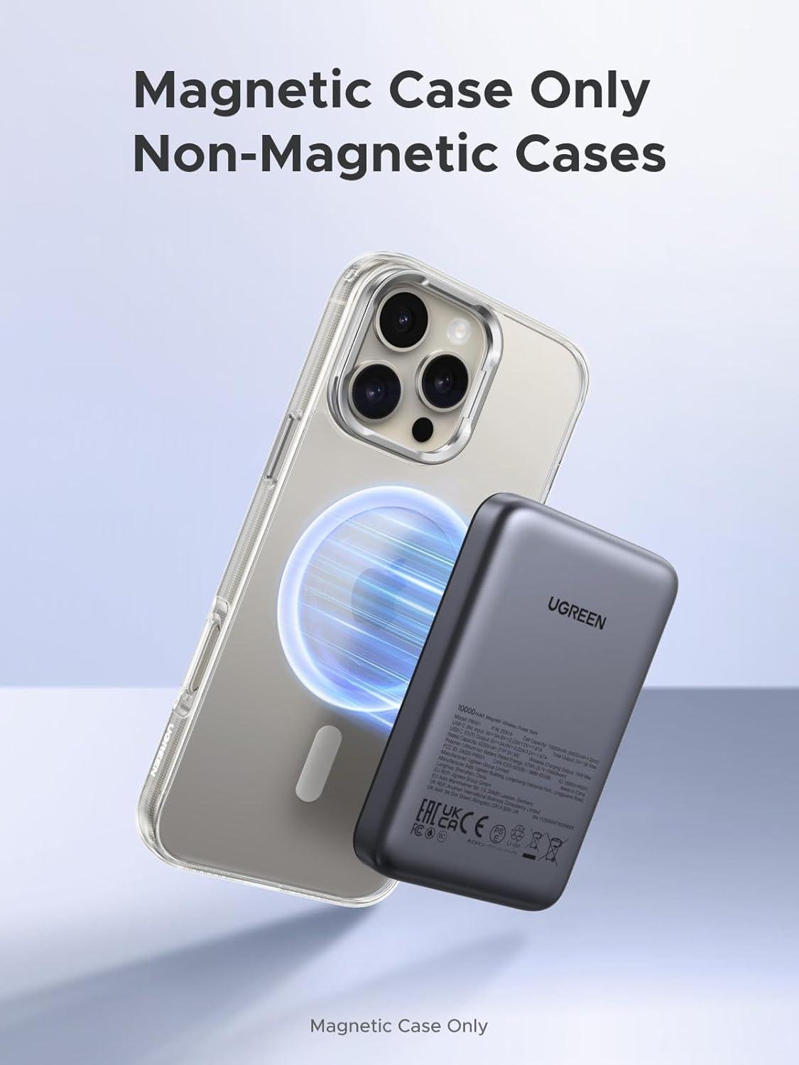 Аккумулятор наружный UGREEN магнитный PD для Magsafe 10000 mAh/20 W iPhone 17/16/15 Black (PB561) - фото 7 Аккумулятор наружный UGREEN магнитный PD для Magsafe 10000 mAh/20 W iPhone 17/16/15 Black (PB561) - фото 7