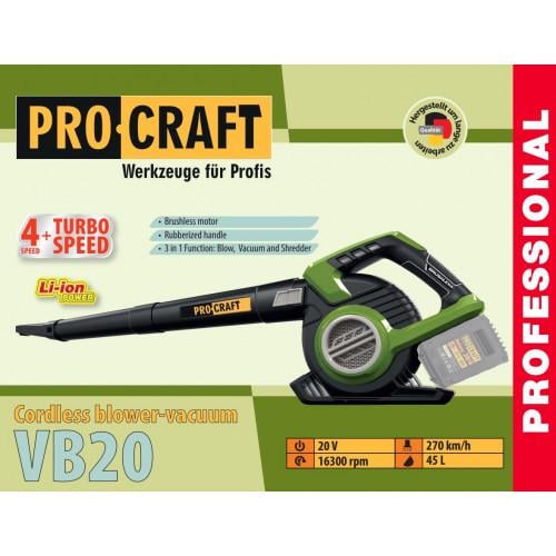 Пилосос-повітродувка акумуляторний Procraft VB20 без АКБ та ЗУ (1934352964) - фото 10 Пилосос-повітродувка акумуляторний Procraft VB20 без АКБ та ЗУ (1934352964) - фото 10