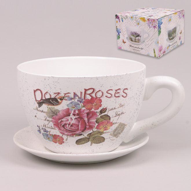 Горшок керамический Flora Чашка с подставкой (36659)