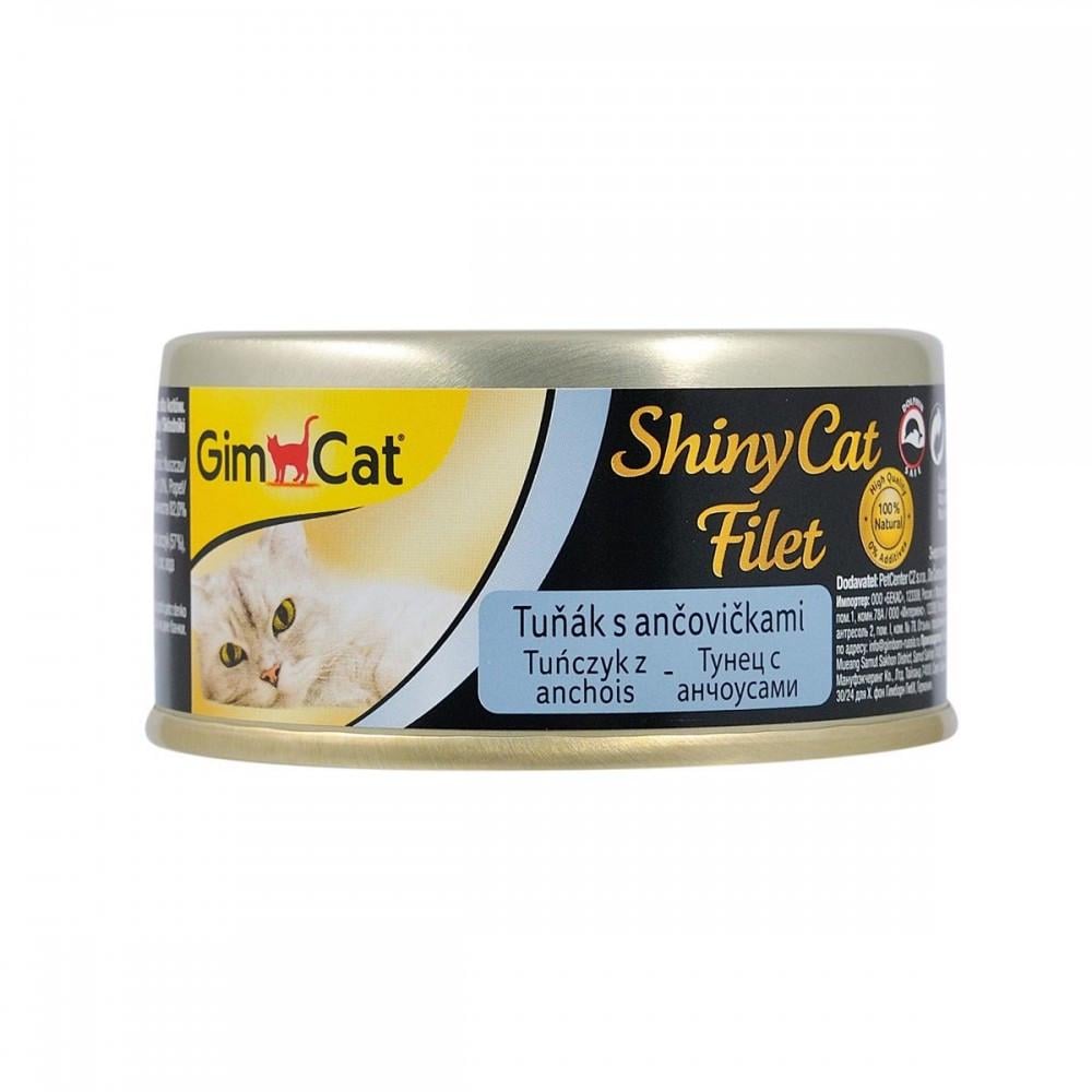 Корм влажный GimCat Shiny Cat Filet для кошек с тунцем и анчоусом 70 г (34806753)