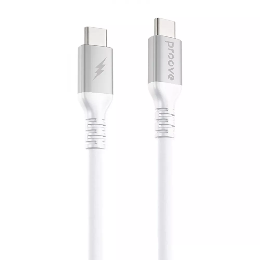 Кабель Type-C to Type-C Proove ReGen Silicone, 60W, 2м, силиконовый, быстрая зарядка 3А White
