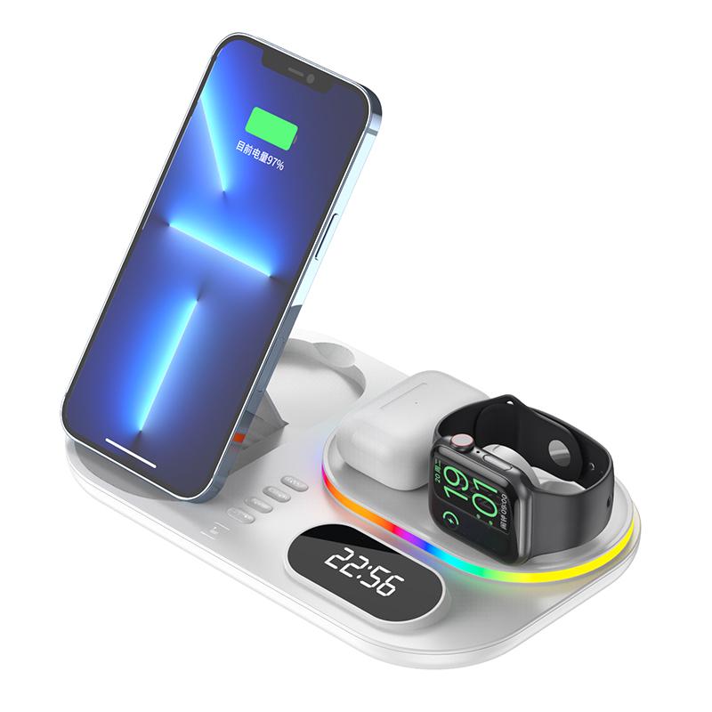 Док-станция беспроводная с часами 4in1 LED Clock RGB 30W для iPhone/AirPods/iWatch_1-7 series - фото 3