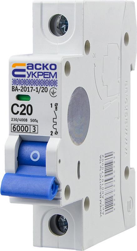 Автоматический выключатель АСКО-Укрем ВА-2017 1P 20А 6кА C (A0010170004) - фото 2